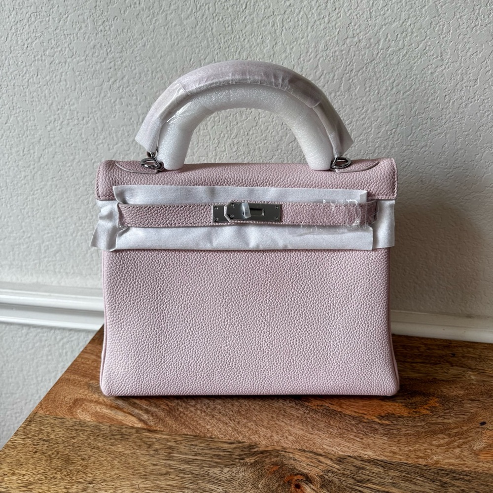 *READ Pale Light Pink Leather 28 KL Top Handle Bag Satchel w/ Silver HW